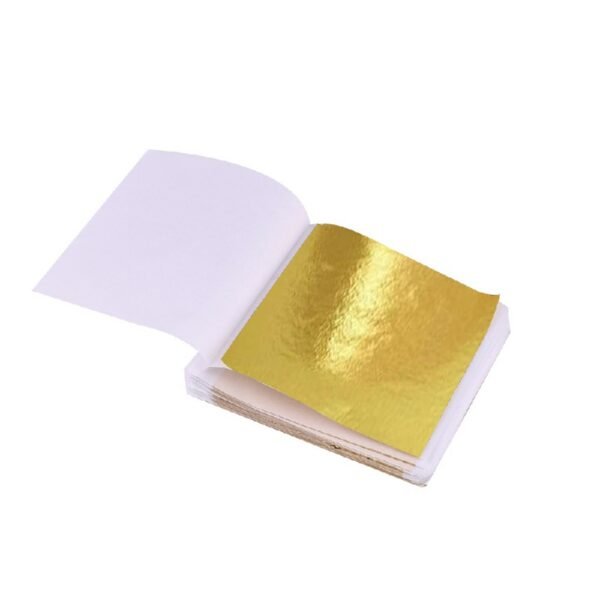 100 PCS Gold Foil Leaf Sheets DIY for Decoration of Ceiling Gold Crafts Furniture Buddha Statue and Temple - Gold