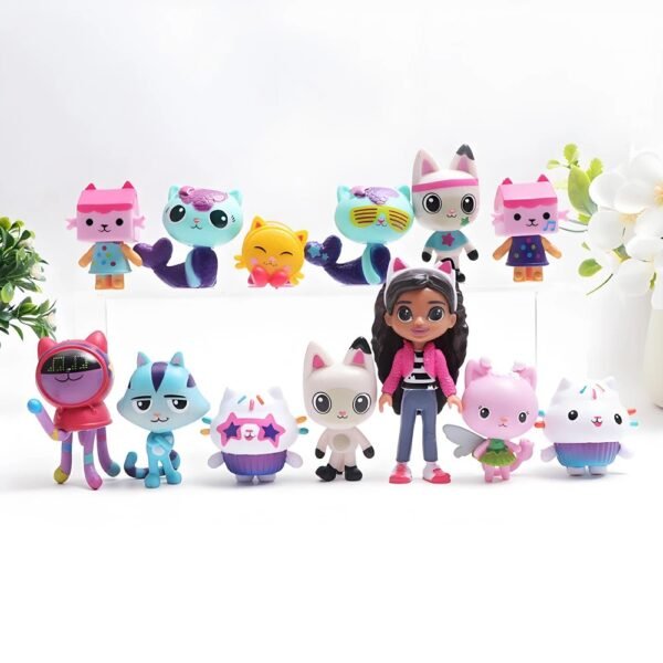 13Pcs/Set Gabby Dollhouse Anime Figure Toy Smiling Car Cat Hug Gaby Girl Dolls Mercat Cartoon Action Figure Kids Xmas Birthday Gifts UK