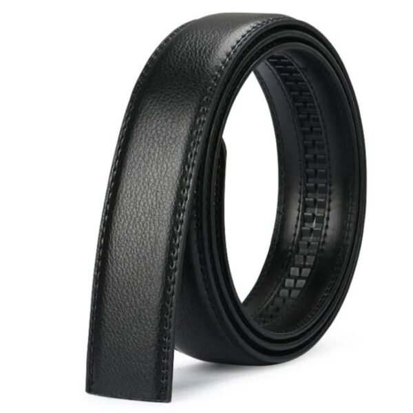 Luxury Men's Leather Belt Automatic Buckle Belt Ratchet Strap Replace Strap without Buckle 120cm Black